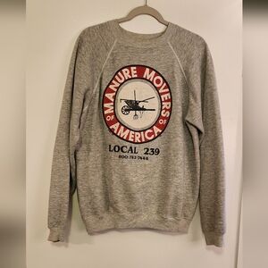 Vintage Gray Manure Movers of America Sweatershirt Size XL